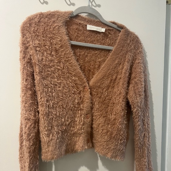 jonathan simkhai cropped sweater cardigan fuzzy sweater S/M - Picture 5 of 5